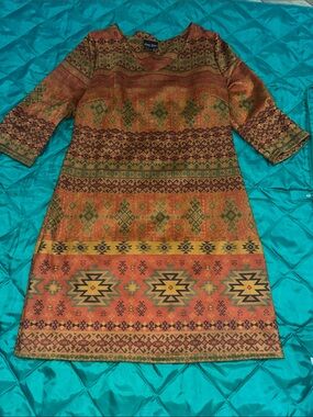 Boho Orange Patterned Midi Dress by  Dor Dor